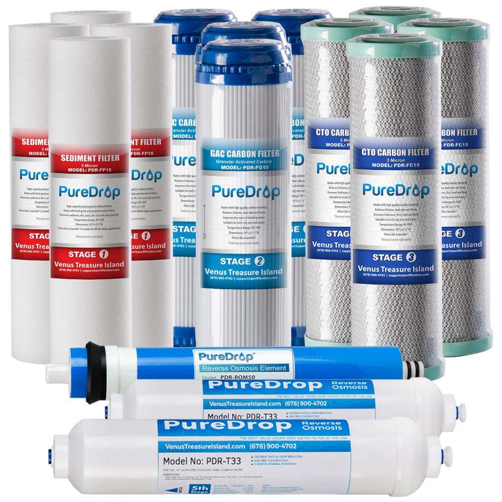 22-Pack Max Water 50 GPD RO Replacement Filters – Coconut Carbon, Inline Sediment