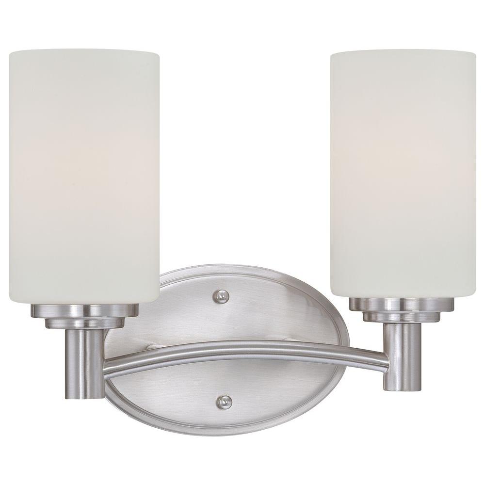 Thomas Lighting Pittman 2 Light Brushed Nickel Wall Vanity Light 190022217 The Home Depot