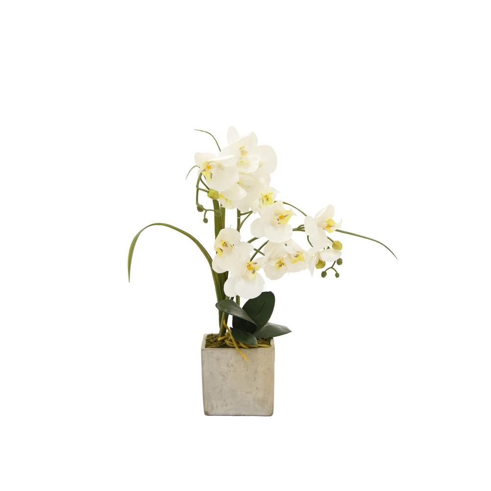 Faux Orchid White Flower Pot