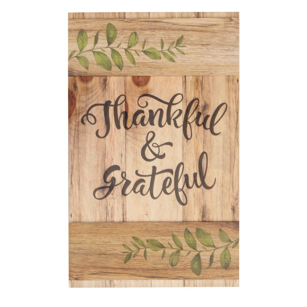 Thankful Grateful Pine Wood Wall Decor
