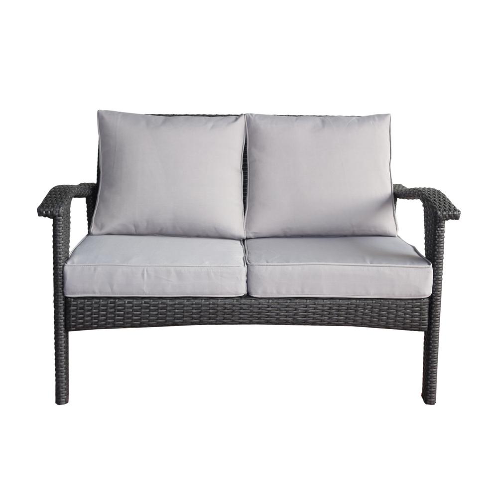 Noble House Honolulu Grey Wicker Outdoor Loveseat with ...