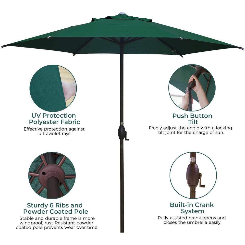 Abba Patio 9 Ft Market Outdoor Patio Umbrella With Push Button Tilt And Crank In Dark Green Ap9386ctdg The Home Depot