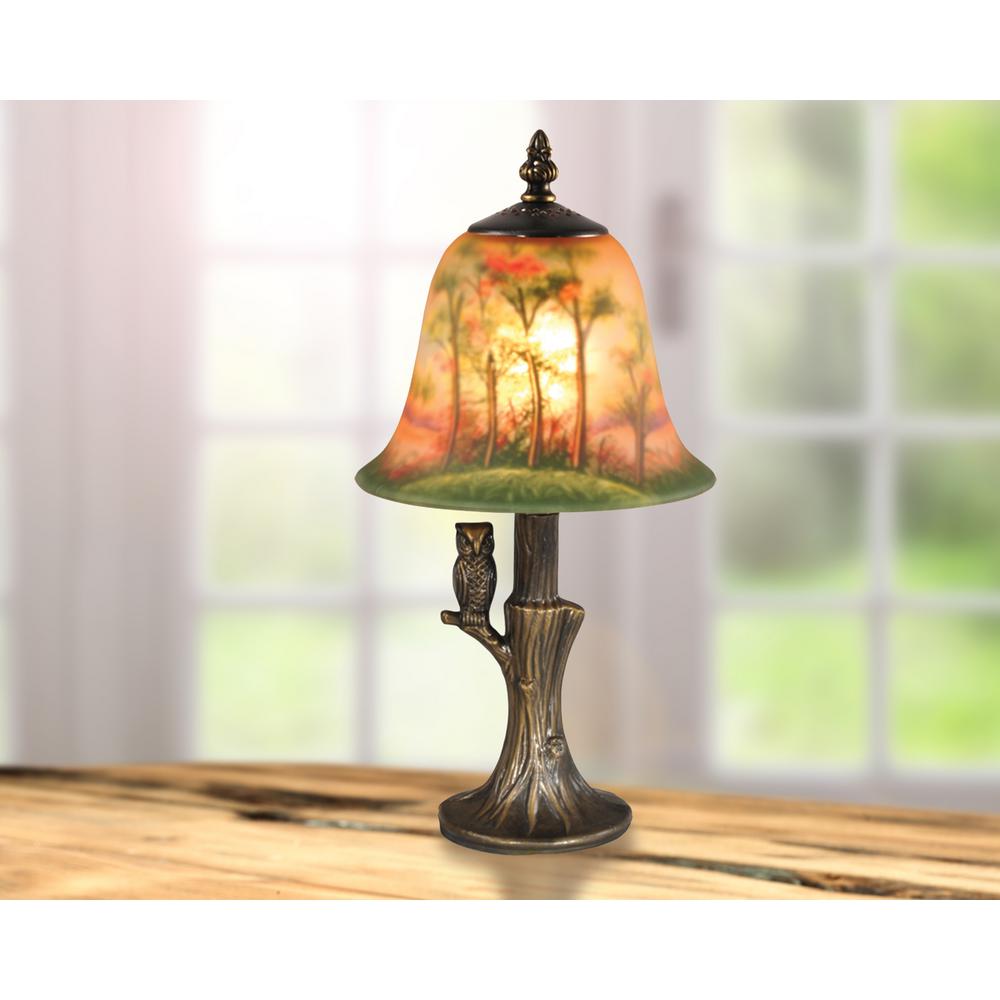 Antique Brass Accent Lamp, Antique Art Glass Lamp Shades