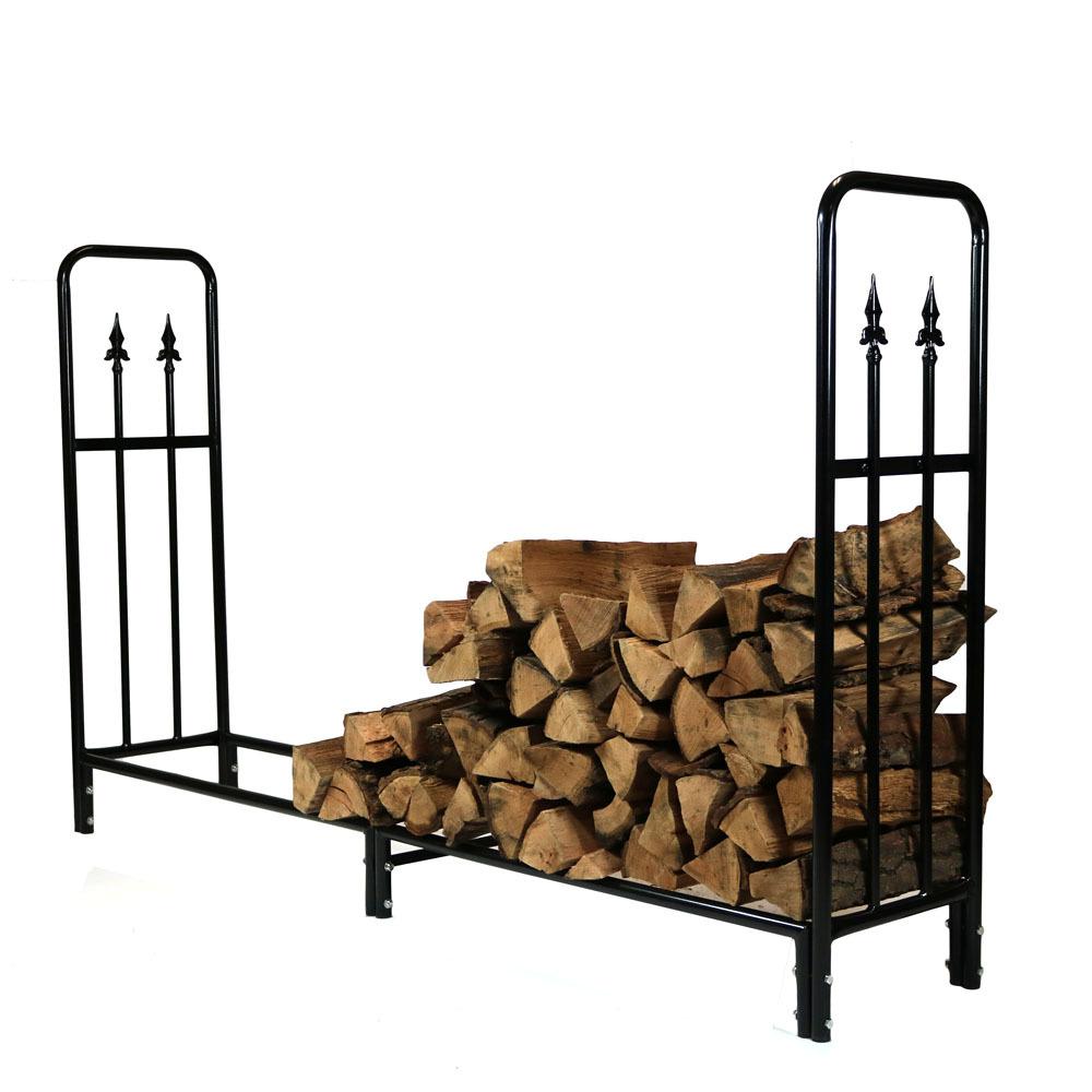 Sunnydaze Indoor/Outdoor Powder-Coated Steel Fire Pit or Fireplace Firewood Log Rack Holder - 6' - Black