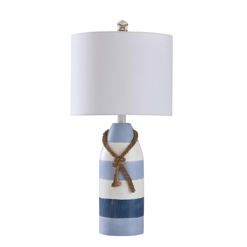 blue and white striped lamp