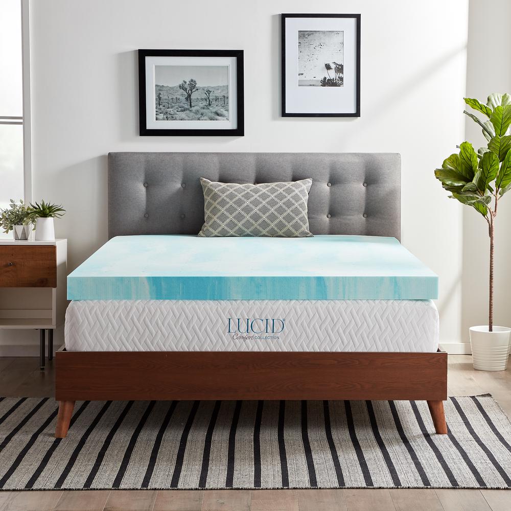Lucid Comfort Collection 3 In Full Gel Swirl Memory Foam Mattress Topper Lucc30ff30swgt The Home Depot