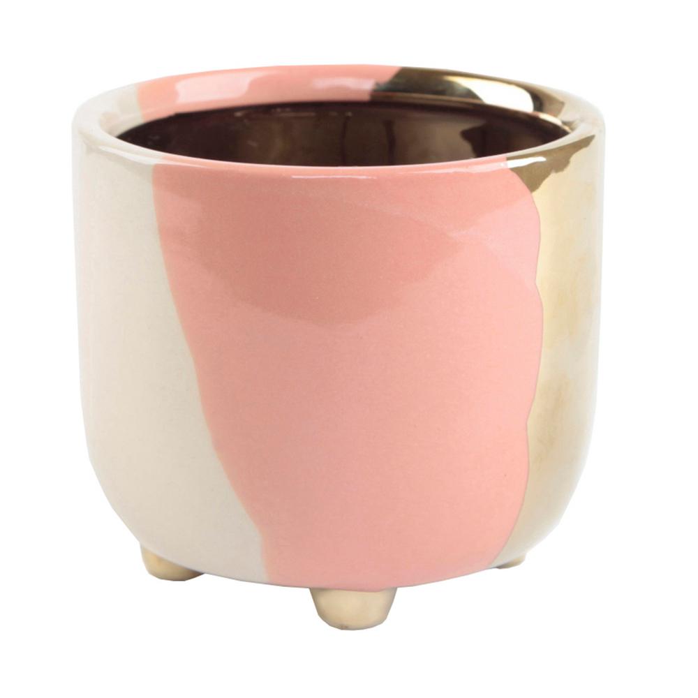 Flora Bunda 9 Inches Tall Faux Cactus Garden in 5 Inches Hand-Painted Geometric Planter Ceramic Pot Planter Mid Century