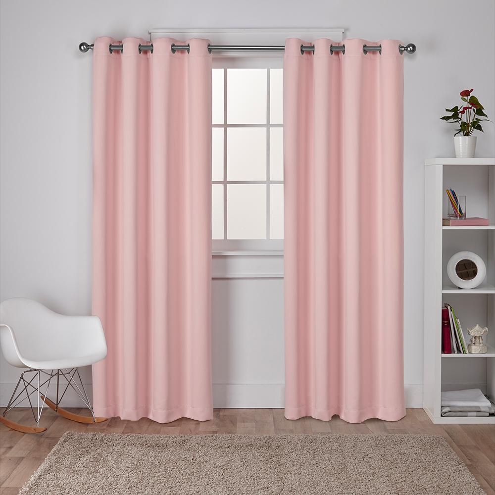 Blackout Pink Curtains Ds Window Treatments The Home Depot L Woven Blackout Grommet Top Curtain Panel