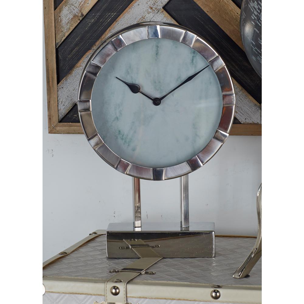 White Marble-Style Table Clock