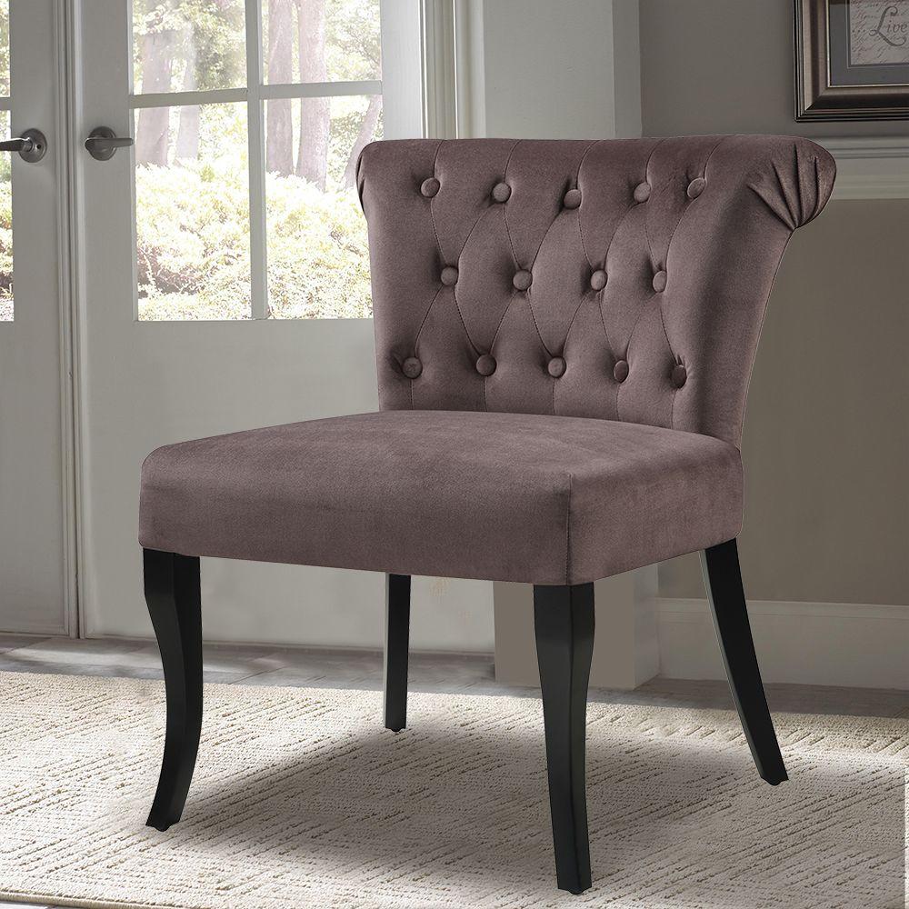 PRI Brown Velvet Side ChairDS2518900370 The Home Depot