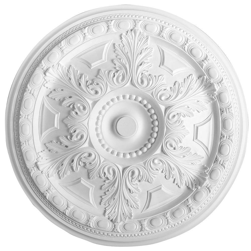 American Pro Decor European Collection 28 1 8 In X 1 9 16 In Acanthus Coins And Round Beads Polyurethane Ceiling Medallion