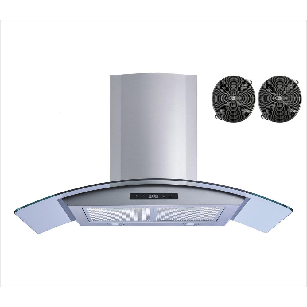 Winflo 30 in. 475 CFM Convertible Stainless Steel/Glass Wall Mount Range Hood with Mesh and Charcoal Filters and Touch Control