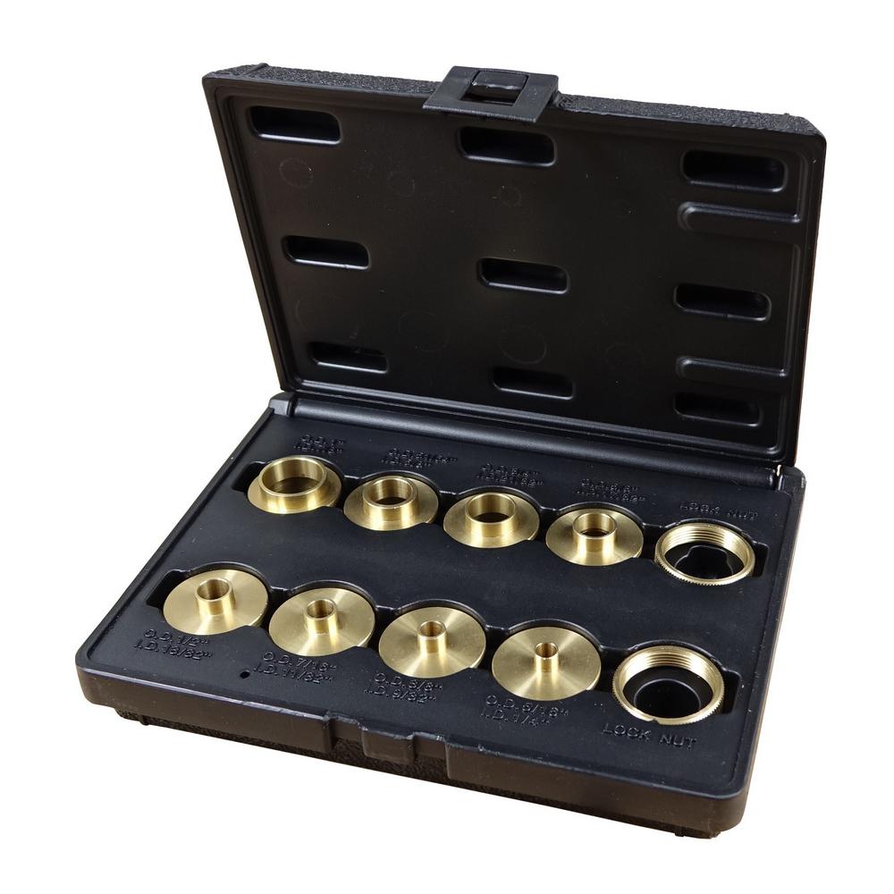 POWERTEC Brass Router Bushing Set with Case-71051 - The Home Depot