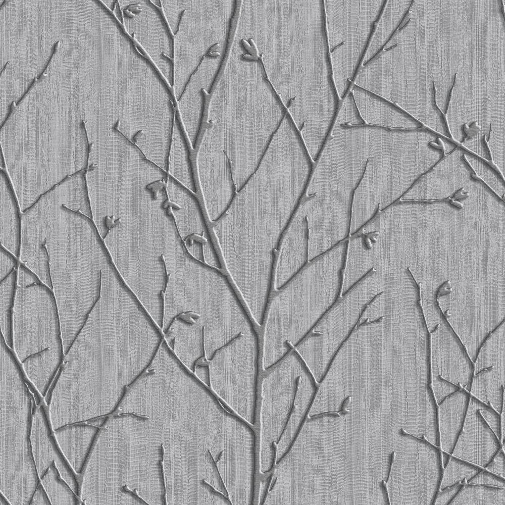 Graham Brown Evita Water Silk Sprig Charcoal Wallpaper 104752