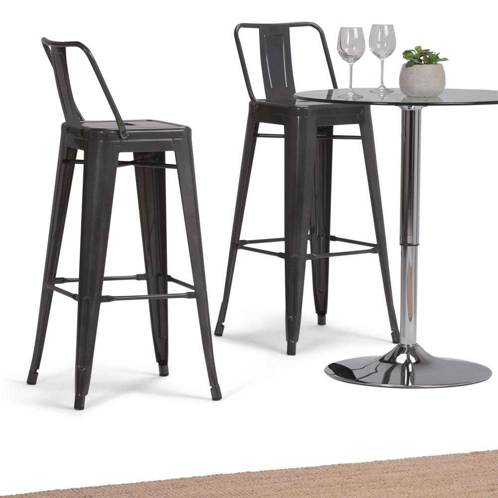 Simpli Home Rayne 30 inch Grey Metal Bar Stool (Set of 2)
