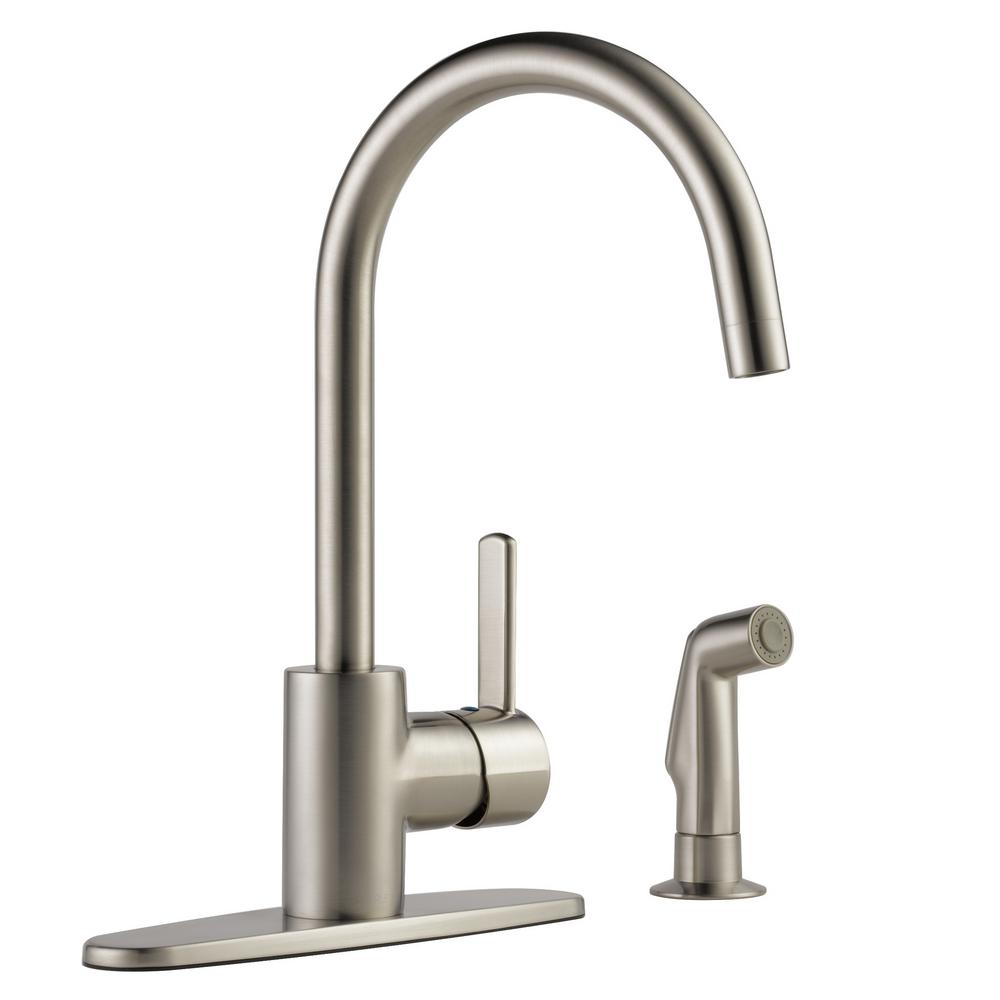 Peerless Apex Single Handle Standard Kitchen Faucet With Side Sprayer   Stainless Peerless Standard Kitchen Faucets P199152lf Ss 64 1000 