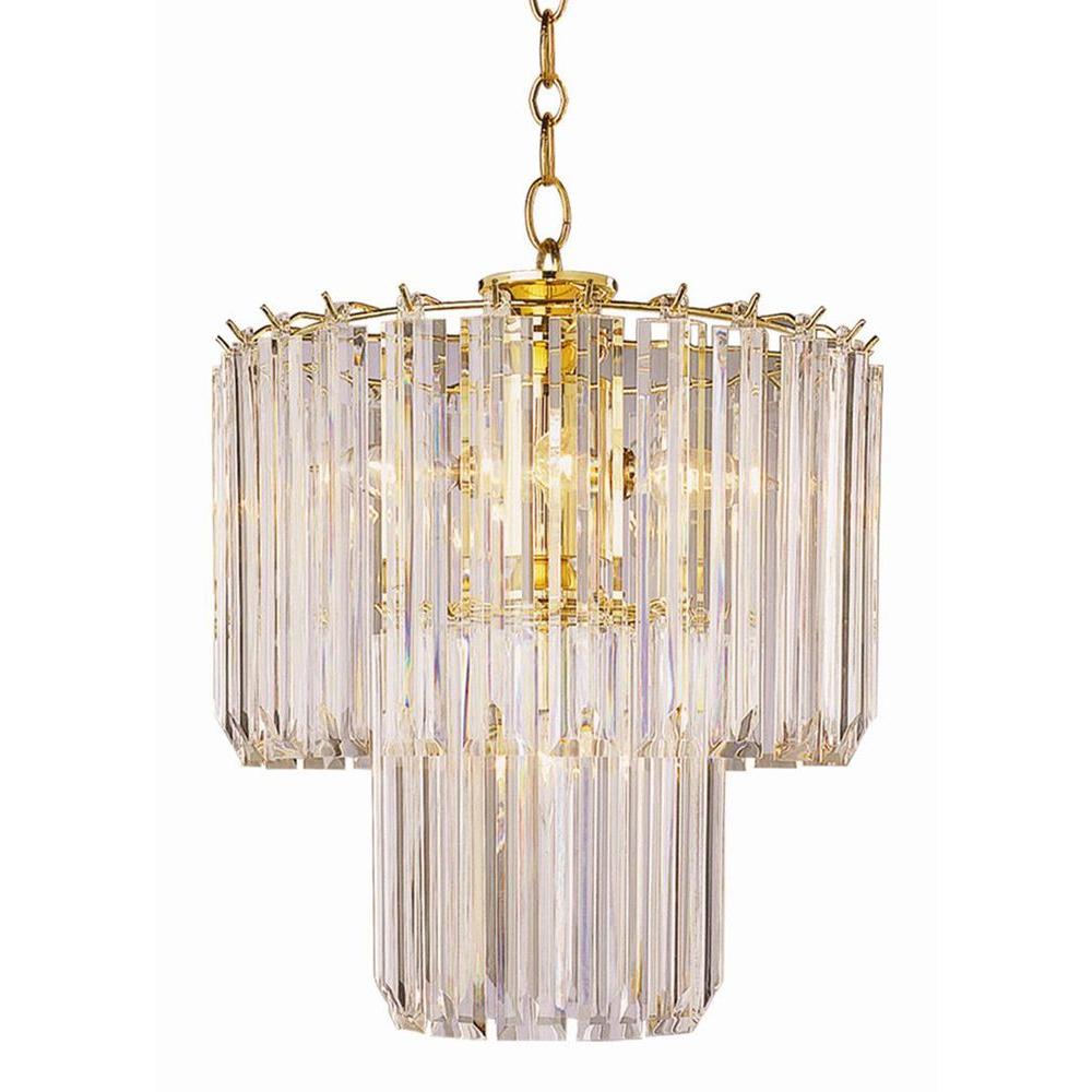 Bel Air Lighting Stewart 5 Light Polished Brass Chandelier With Beveled Acrylic Crystal Shades