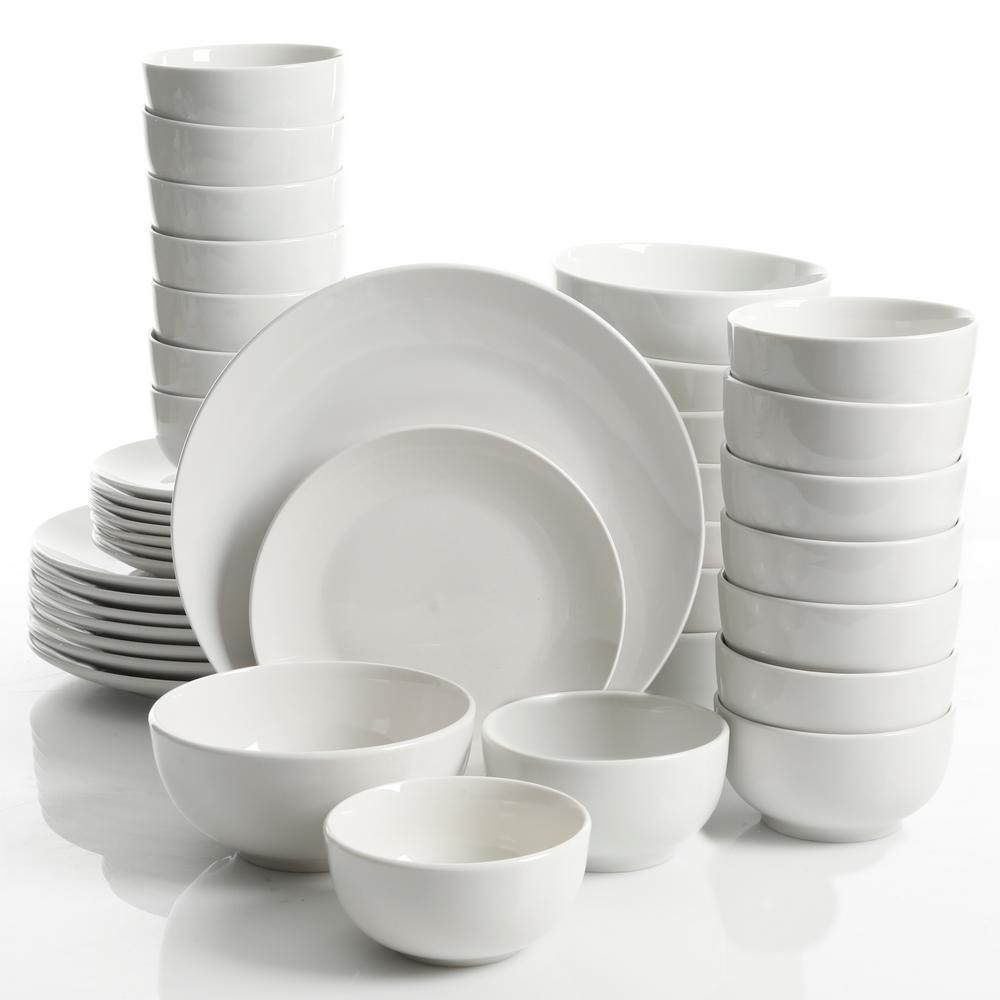 Camrose 40-Piece Casual White Ceramic Dinnerware Set (Service for 8)