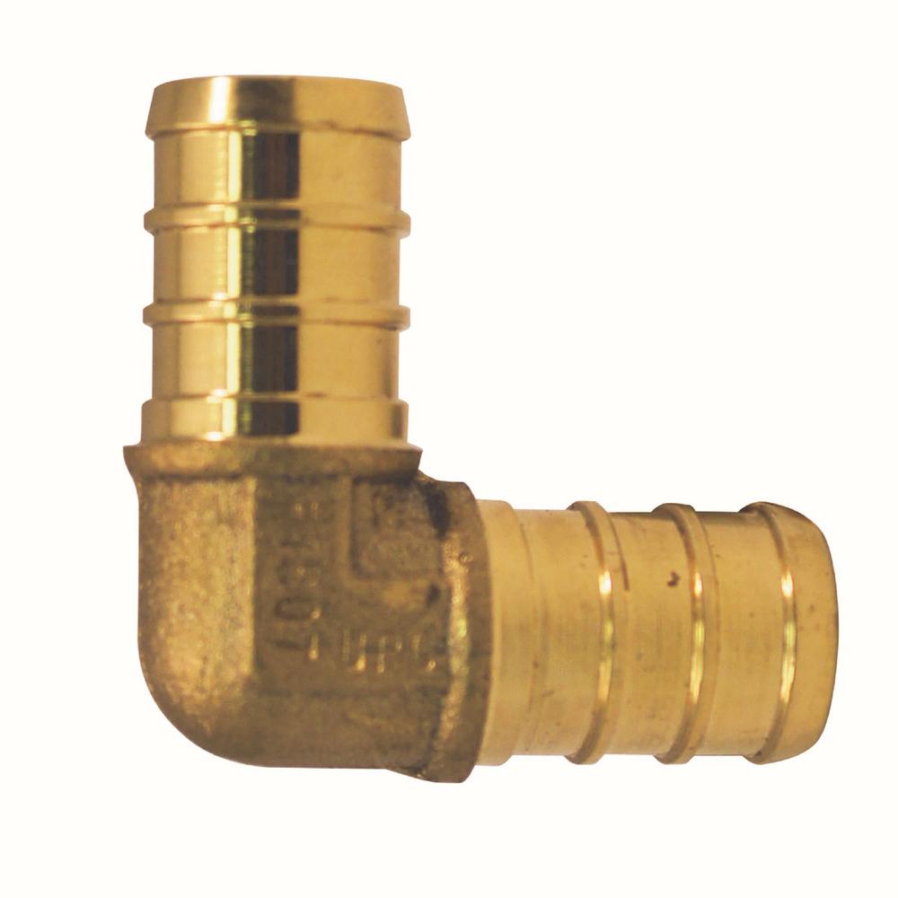 Apollo 1/2 In. Brass PEX Barb 90-Degree Elbow-APXE12 - The Home Depot