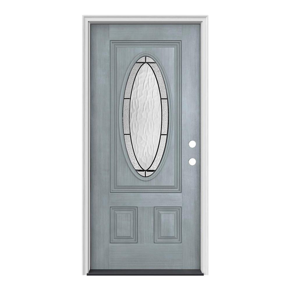 Jeld Wen 36 In X 80 In 3 4 Oval Lite Wendover Stone Stained