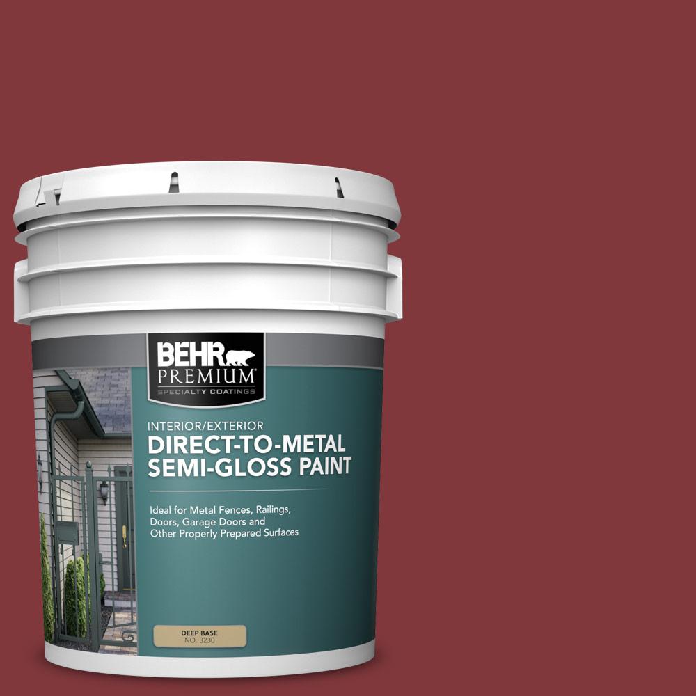 BEHR PREMIUM 5 gal. S1407 Deco Red SemiGloss Direct to Metal