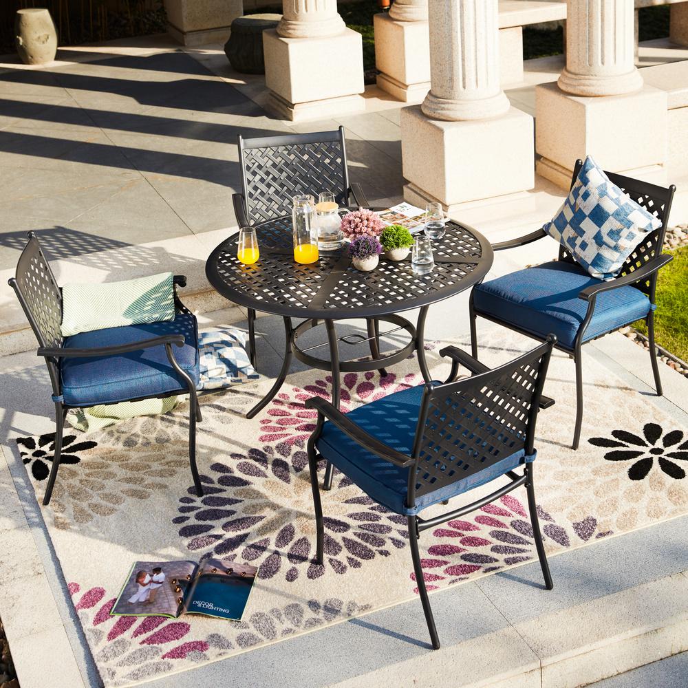 Patio Dining Sets With Blue Cushions Patio Furniture