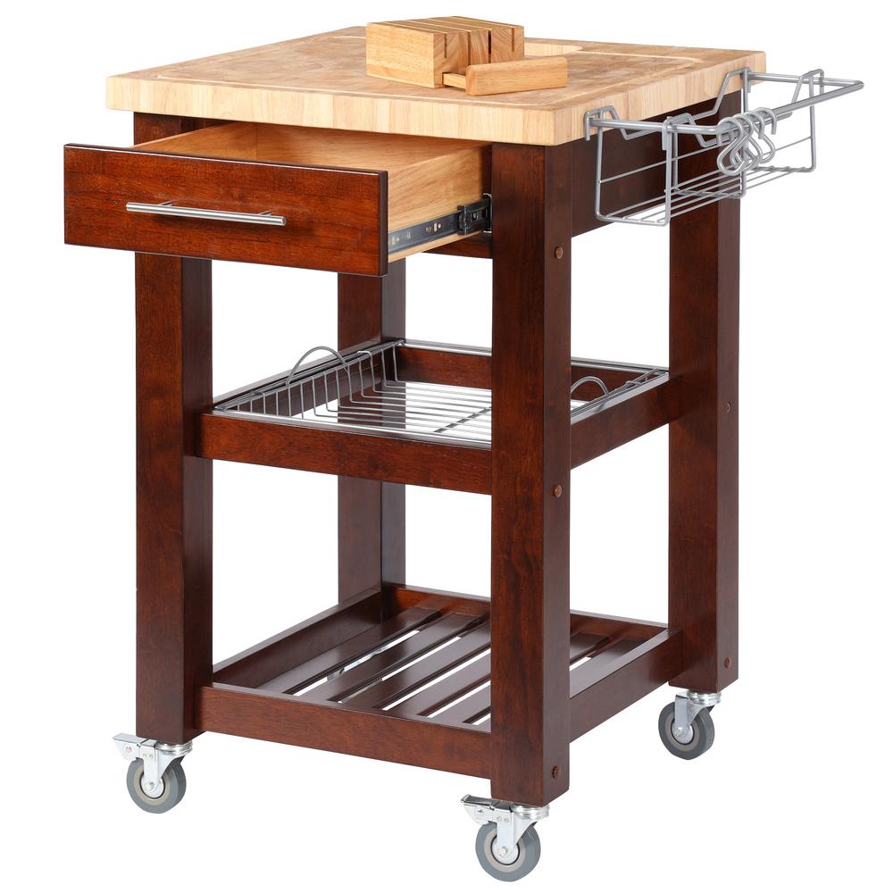 Chris Chris Pro Chef Espresso Kitchen Cart With Storage Jet1226