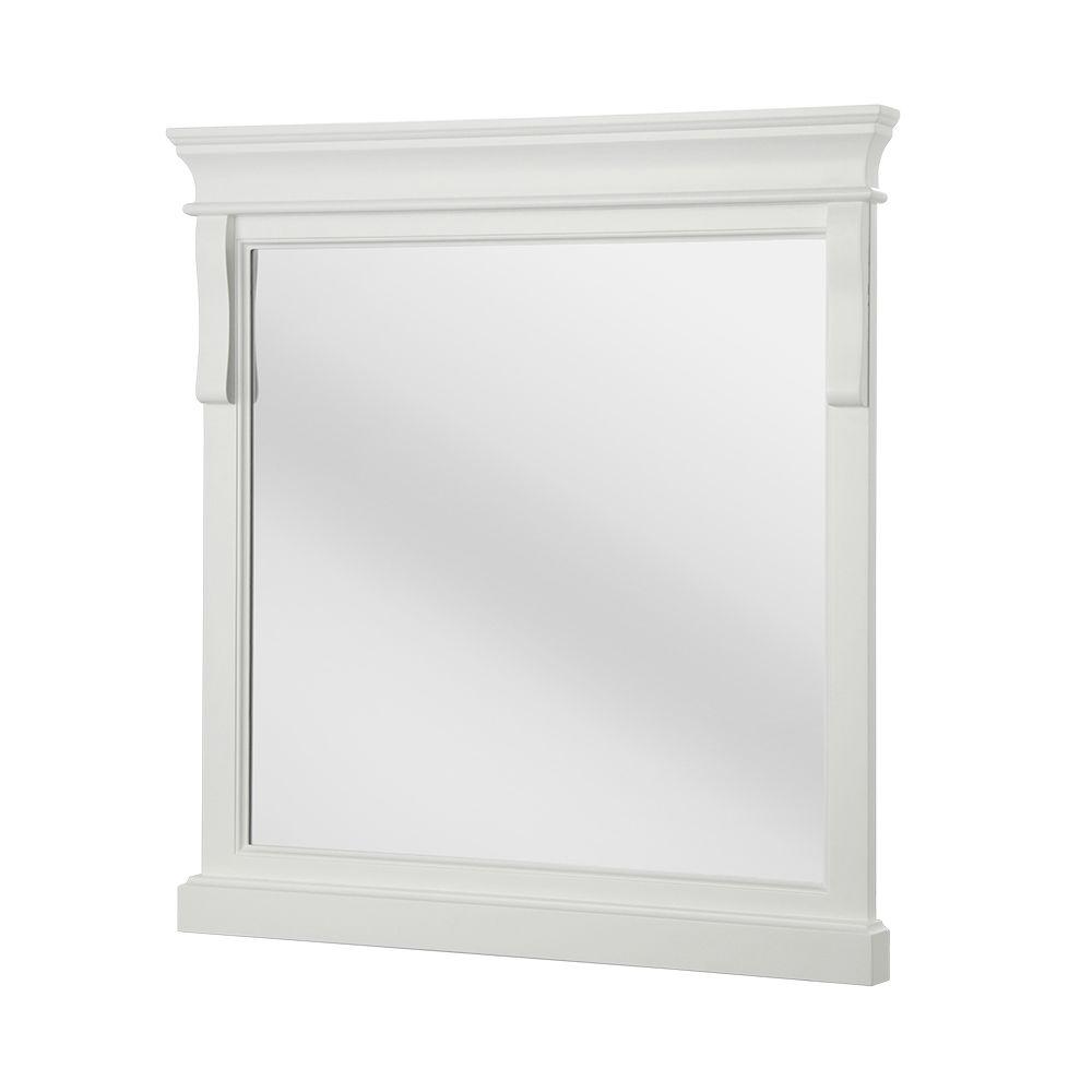 white wood vanity mirror