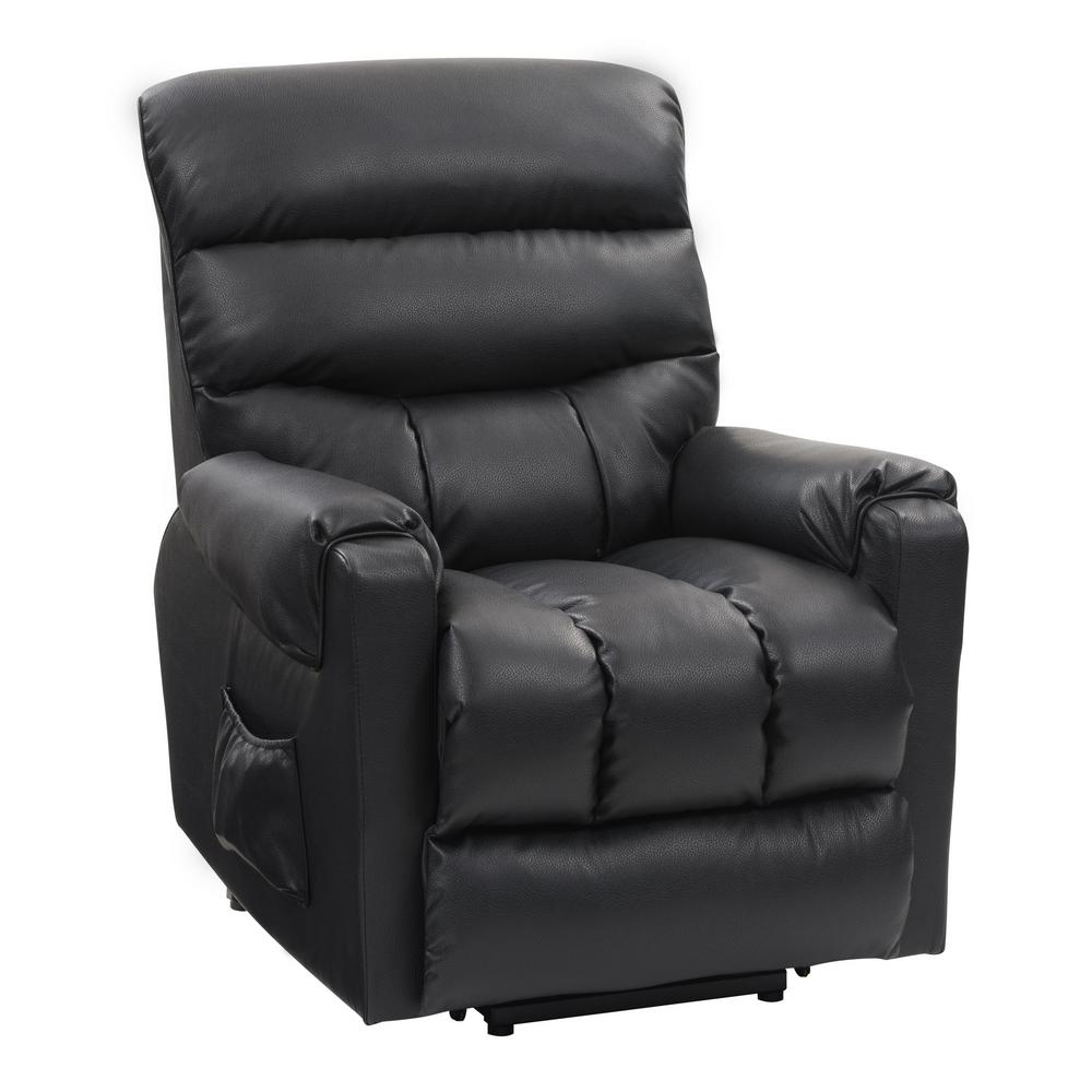 CorLiving Black Dallas Power Lift Assist Recliner, Leather Gel-LZY-757 ...