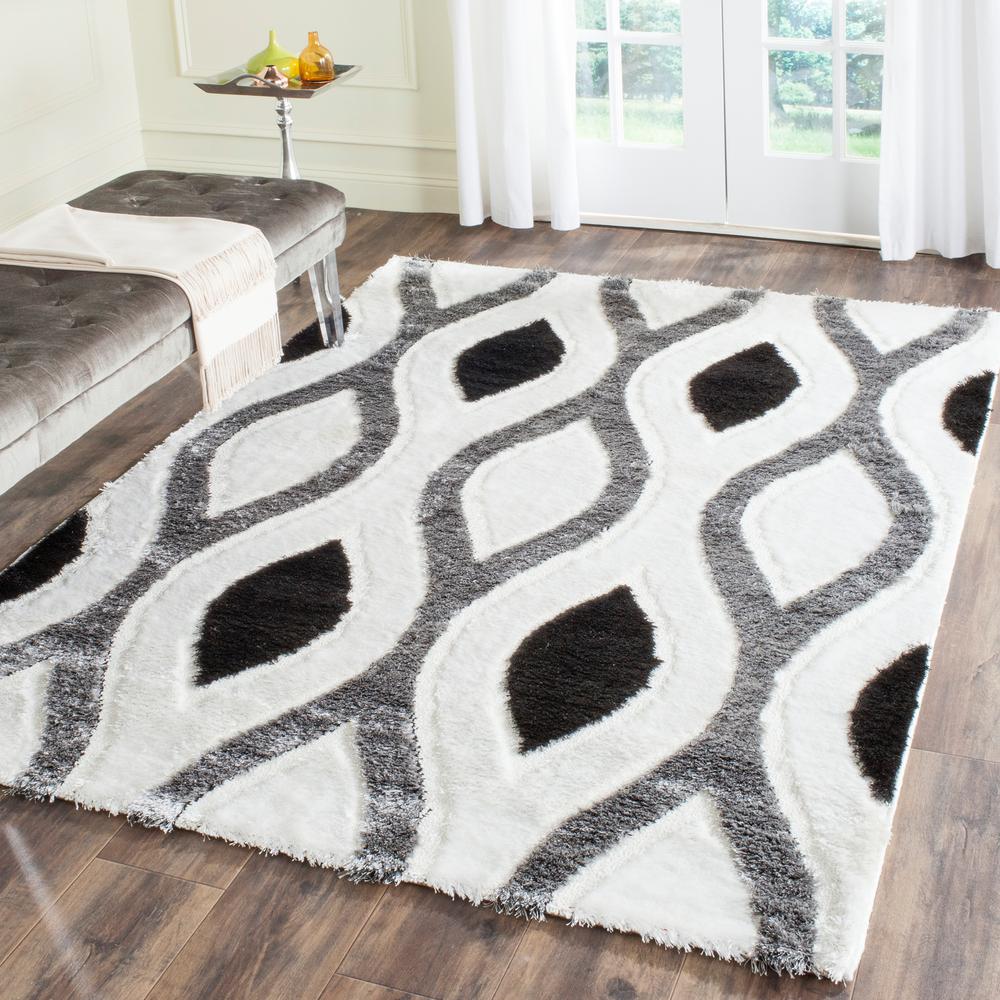 Safavieh Miami Shag Ivory/Gray 4 ft. x 6 ft. Area Rug-SG365-1280-4 ...