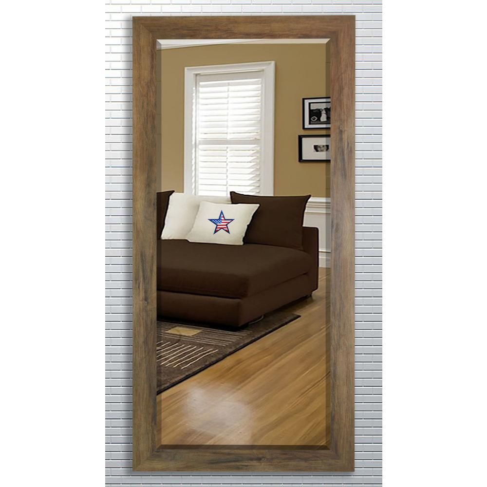 32 in. x 65.5 in. Brown Barnwood Beveled Full Body Mirror H063BT The