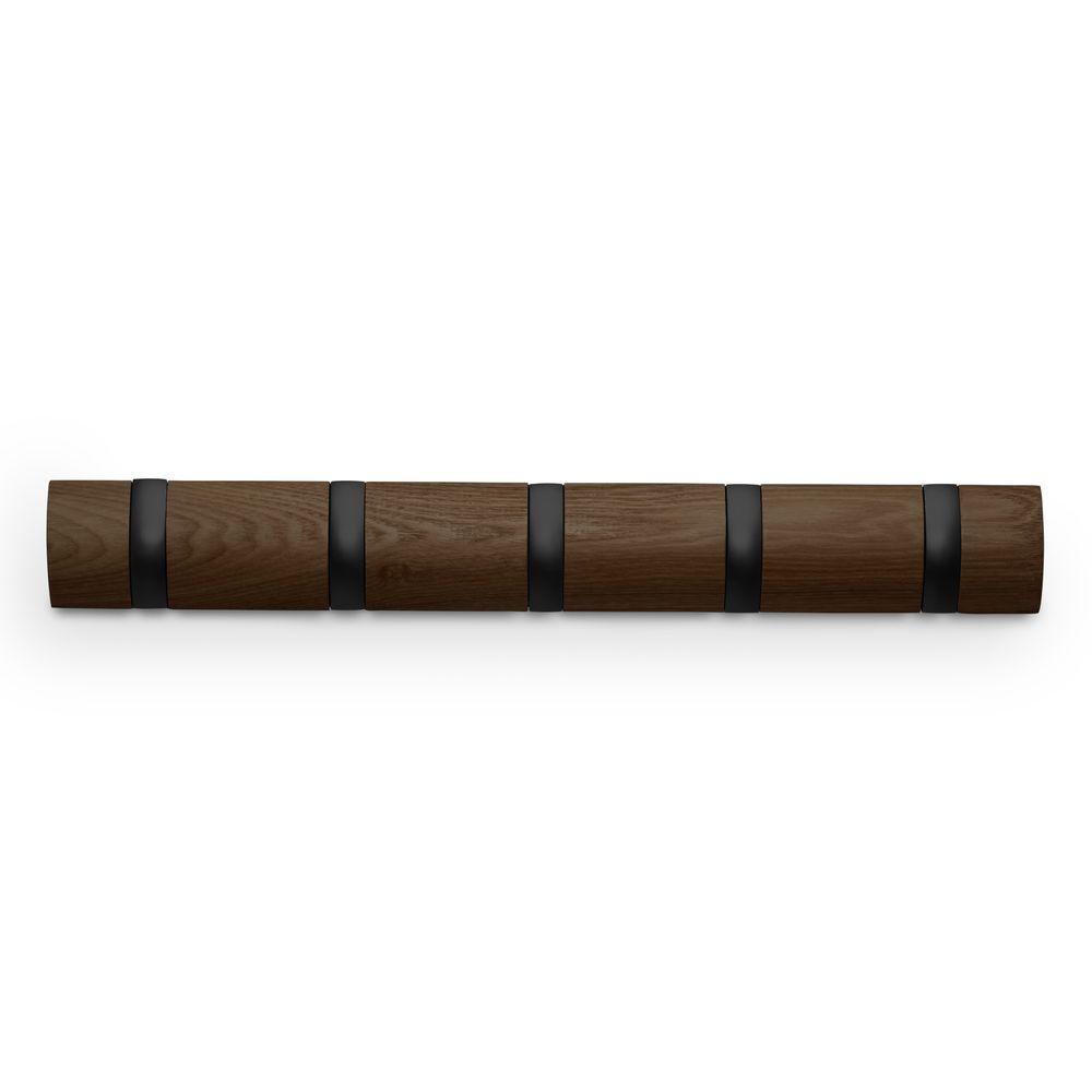 Umbra Fasteners Hardware The Home Depot Flip 5 Hook Black Walnut
