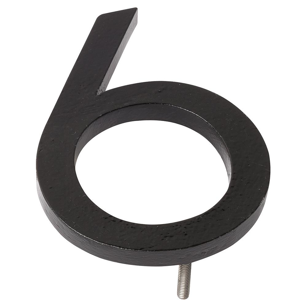 Montague Metal Products 6 in. Black Aluminum Floating or Flat Modern House Number 6MHN066F