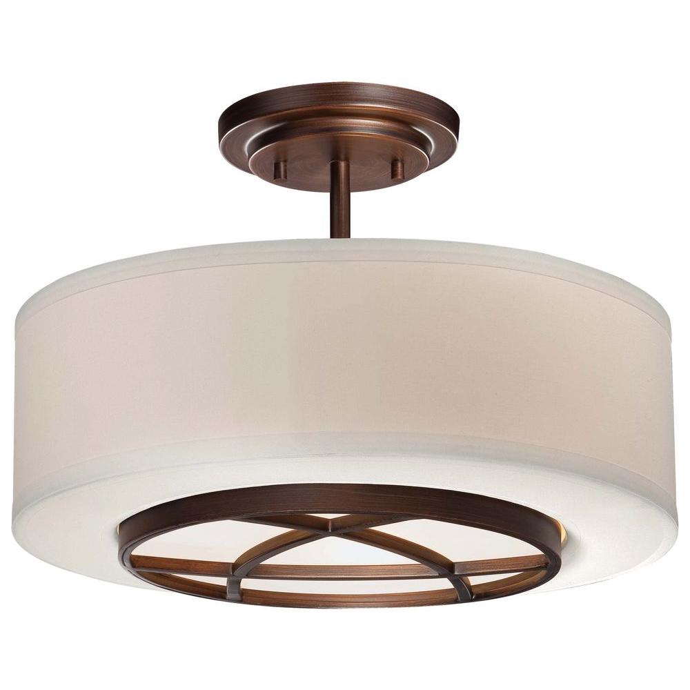 Minka Lavery City Club 3 Light Dark Brushed Bronze Semi Flush Mount