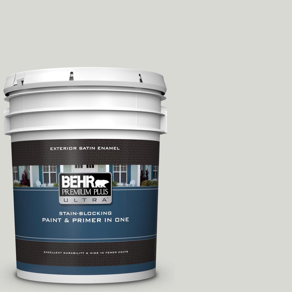 Behr Premium Plus Ultra 1 Gal Ppu26 03 Legendary Gray Satin Enamel N360 1 Seagull Gray Satin Enamel Exterior Paint And Primer In