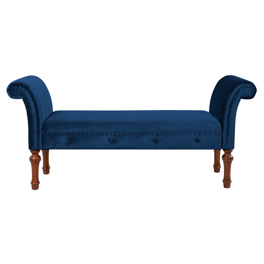 Elise Navy Blue Roll Arm Entryway Bench