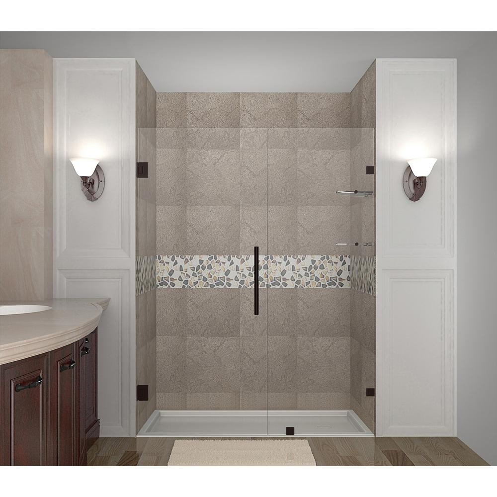Aston Nautis Gs 69 25 In 70 25 In X 72 In Frameless Hinged Shower Door With Glass Shelves In Bronze Sdr990 Nbr 70 10 The Home Depot