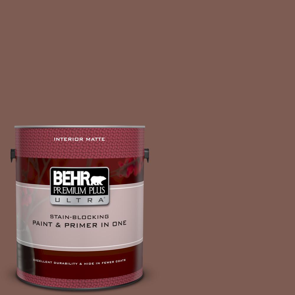Behr Premium Plus Ultra 1 Gal N160 6 Spanish Chestnut Matte N160 6 Spanish Chestnut Matte Interior Paint And Primer In One