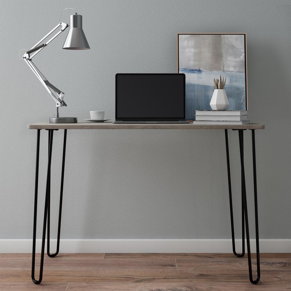 Lavish Home Modern Woodgrain Industrial Style Desk With Hairpin