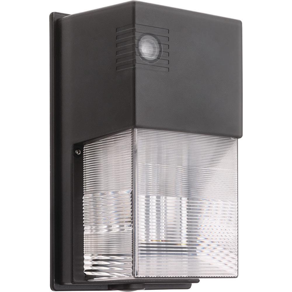 Wall Packs Commercial Lighting The Home Depot Owp Bronze Outdoor Integrated Led 5000k Wall Pack Light With Dusk To Dawn Photocell