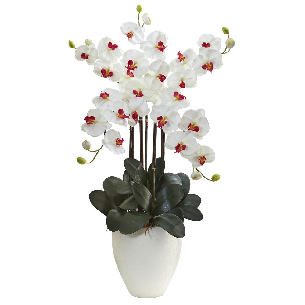Nearly Natural Giant Phalaenopsis Orchid Silk Arrangement in White1464