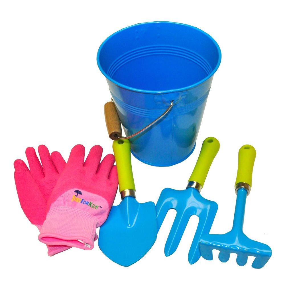 G & F JustForKids Blue Water Pail with Tool Set and Glove10051B The Home Depot