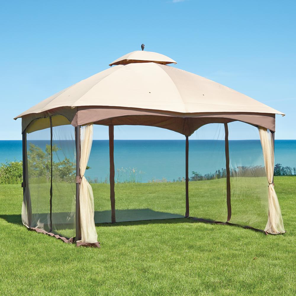 Hampton Bay Massillon 10 Ft X 12 Ft Double Roof Gazebo L GZ933PST