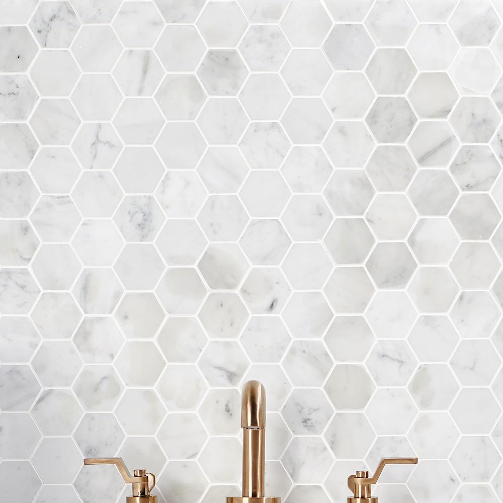 Ivy Hill Tile Hexagon White Carrera 12 In X 12 In X 8 Mm Floor