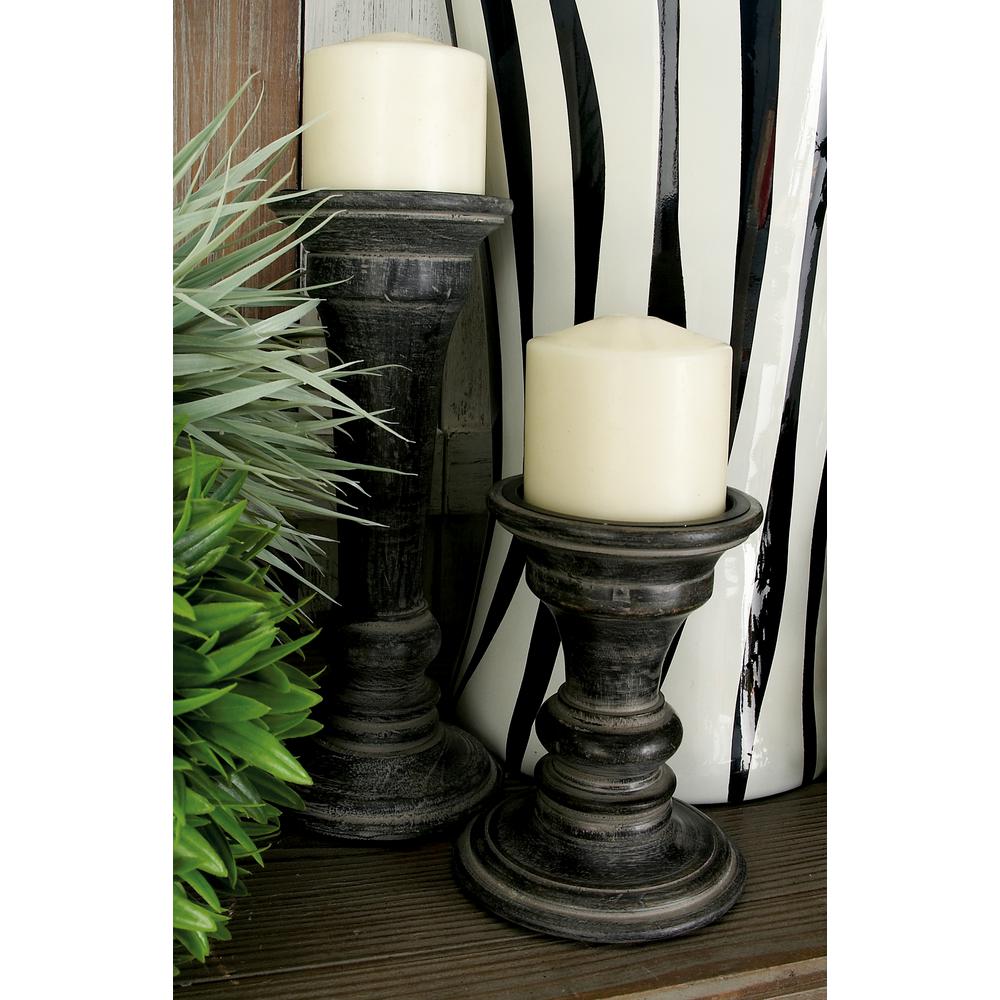 Rustic Farmhouse Wood Pillar Candle Holder Round Base