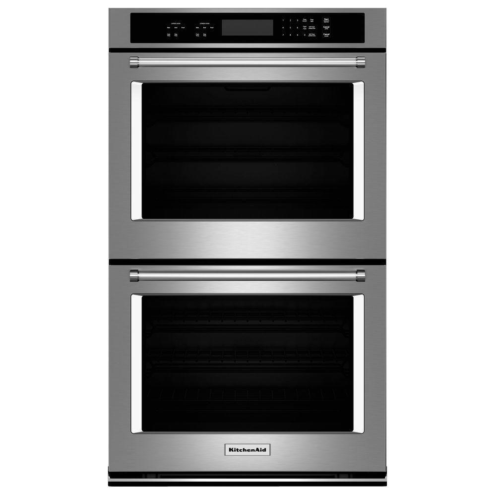 GE 27 in. Double Electric Wall Oven SelfCleaning with Steam Plus