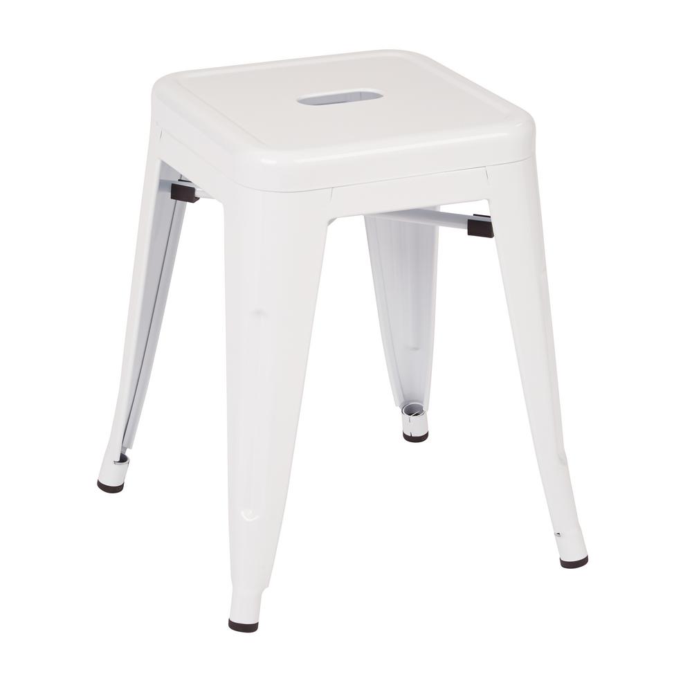 Work Smart Patterson 18 In White Powder Coated Steel Metal Backless Work Smart Patterson 18 In White Powder Coated Steel Metal Backless Stool Fully Assembled
