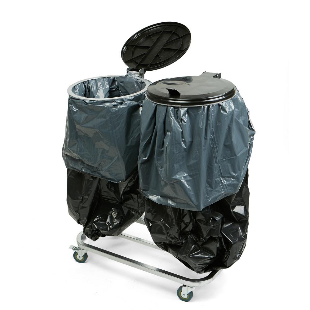 Mind Reader Black Metal Dual Portable Trash Bag And Garbage