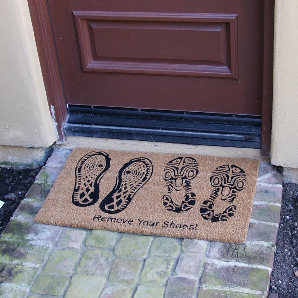 Rubber Cal Remove Your Shoes 30 In X 18 In Door Mat