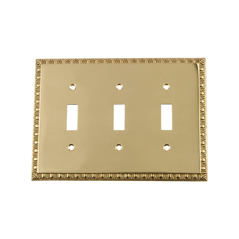 Nostalgic Warehouse Egg and Dart Switch Plate with Triple Toggle in Polished... by Nostalgic Warehouse